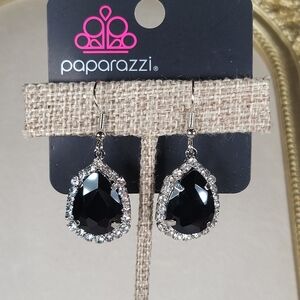 Paparazzi Black and White Rhinestone Earrings
